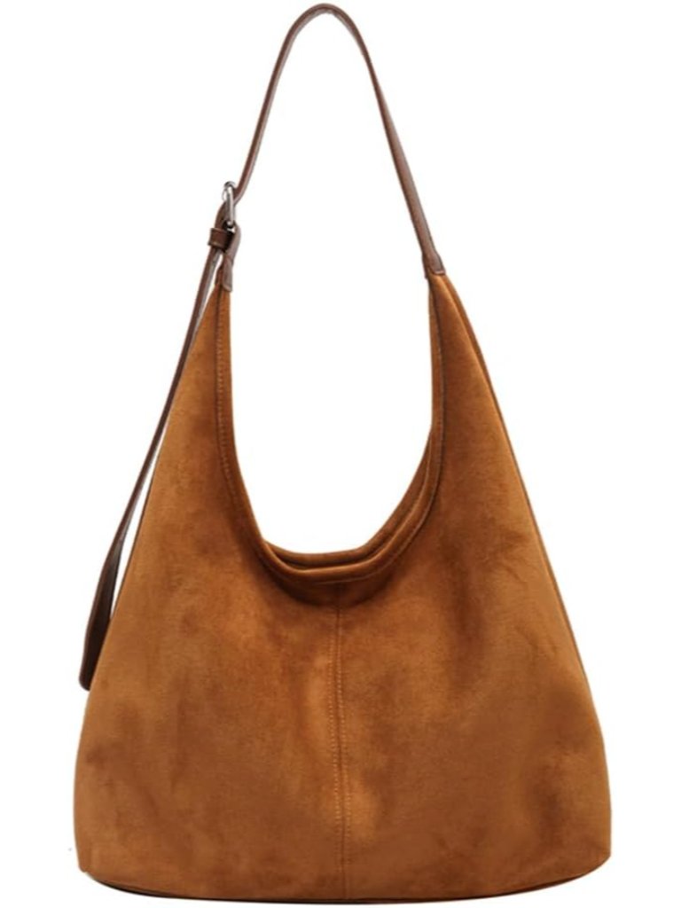 Brown Suede Purse Faux Suede Tote Bag Leather Hobo Bags For Women Slouchy Hobo B